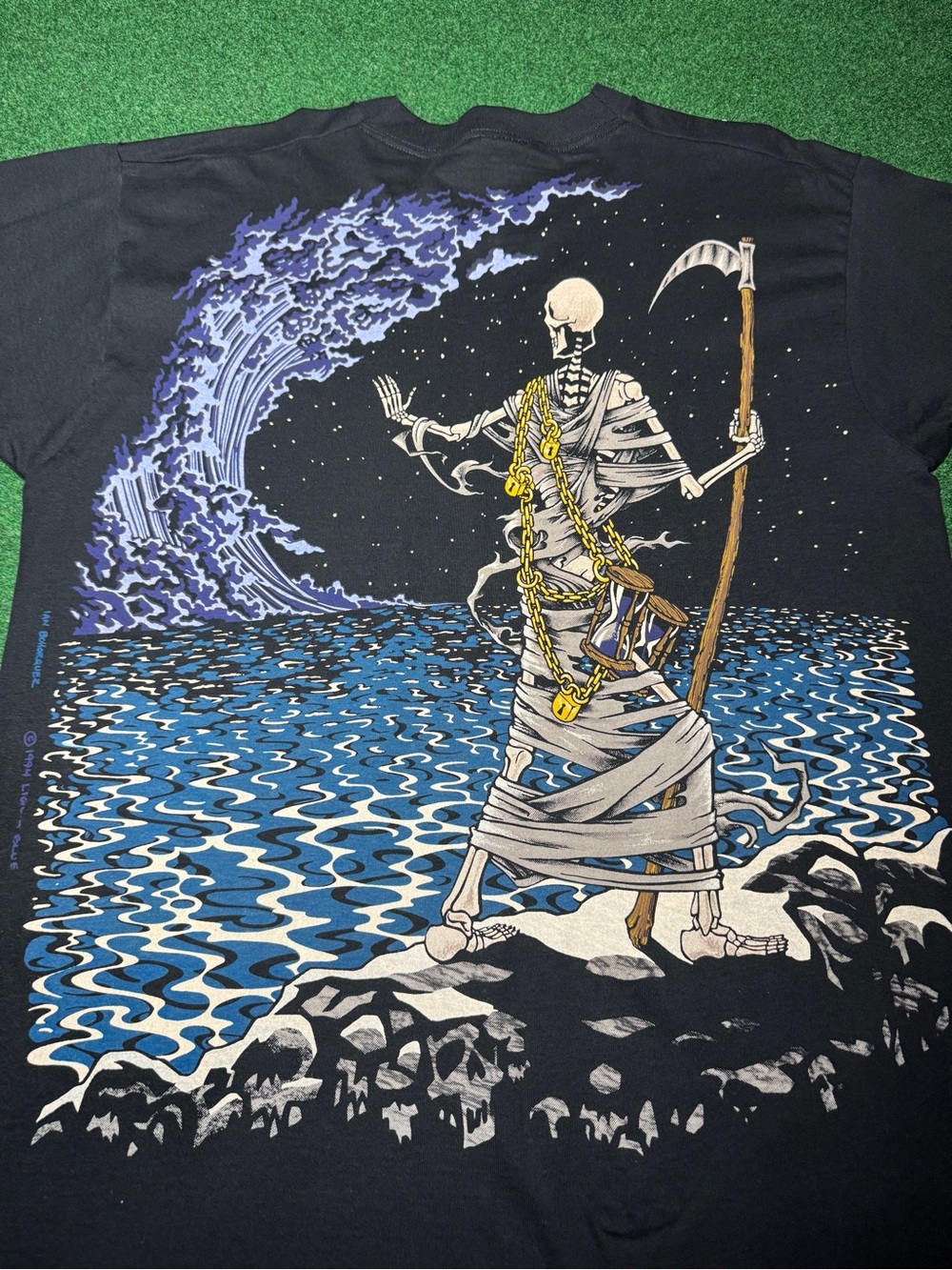 Holy Grail Vintage 90s Liquid Blue Death T-Shirt, Seventh Seal All Over Print Xl View 6